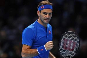 Federer esulta facendo il pugno