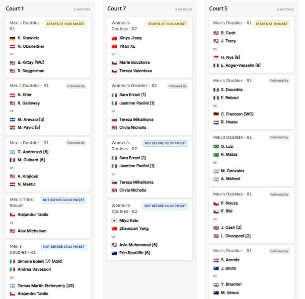 Screenshot Sito Miami Open